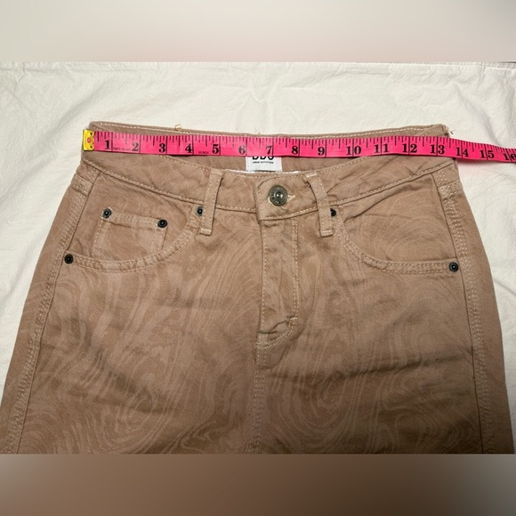 Urban Outfitters BGD Wide Leg Puddle Jeans In Tan Blush Pink Swirl 26 - Picture 7 of 12